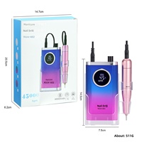 Ponceuse à ongles portable rechargeable 45000 tr/min, 4000 mAh, USB Type-C, avec base de charge, pour le retrait des ongles et le soin des cuticules