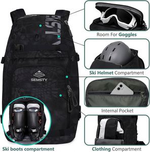 Muestra gratuita: Bolsa de esquí de rendimiento superior para un par de esquís con bolsa para botas de esquí, casco y calzado para caminar - Product Image 3