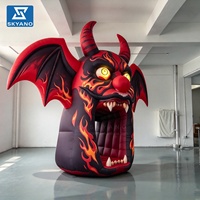Arche gonflable personnalisée en forme de tête de démon pour Halloween, idéale pour la décoration publicitaire d'événements en extérieur et de zones scéniques