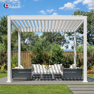 Persiennes de toit en aluminium étanche Bioclimatic <span class=keywords><strong>5x3</strong></span> faciles à assembler Pergola d'extérieur moderne blanche - Product Image 1