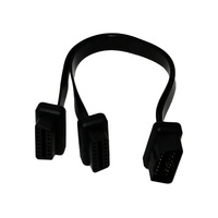 OBD2 OBD II 16Pin Male to Dual Female Connector Y Splitter Flat Ribbon Extension Adapter Cable