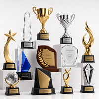 Trophée personnalisé en acrylique cristal avec base en bois, gravure laser du logo, cadeau de cérémonie de reconnaissance d'entreprise