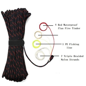 LFEDC 4mm 10 núcleos 100 pies 31m Fire <span class=keywords><strong>Tinder</strong></span> Fish Line Survival Red <span class=keywords><strong>Tinder</strong></span> Fire Cord Cuerda de paracaídas multifuncional para exteriores - Product Image 3