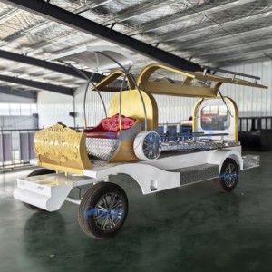 Limousines dorées à six roues, belle voiture funéraire électrique de luxe, véhicule funéraire, corbillard vintage à vendre - Product Image 5