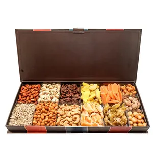 Caja de papel de regalo de comida negra, expositor de frutas secas, nueces, almacenamiento de fecha, venta al por mayor