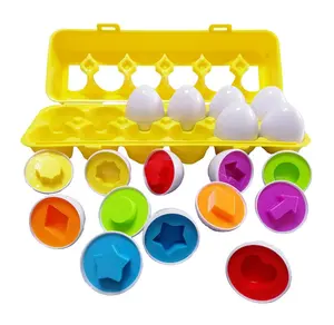 配套鸡蛋12 pcs套装复活节鸡蛋-教育色彩和形状识别分类技能学习玩具，学习玩具礼物旧