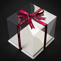 Boîtes à gâteaux carrées en carton blanc en plastique transparent 12x12x12 boîtes à gâteaux transparentes de mariage emballage
