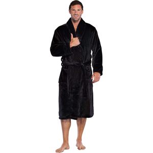 Albornoz de microfelpa súper suave para hombre con cuello chal, bata de spa de invierno, ropa de dormir unisex de manga larga, albornoces de lujo personalizados para hombre - Product Image 1