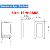 Haut-parleur miniature dynamique étanche personnalisé 1609 16*9mm 8Ohms1W 0-20KHz certifié ROHS&CE pour montre connectée intelligente