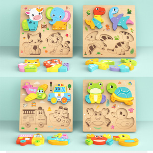 Puzzle di legno gioco educativo blocchi di costruzione <span class=keywords><strong>per</strong></span> bambini di 2-4 anni forma funzione di corrispondenza certificata da EN71 & CPC - Product Image 2