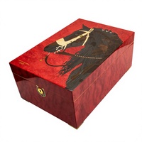 Eonluxe Humidor à cigares de luxe léger, Édition limitée Année du Cheval, Double compartiment, en bois de cèdre sculpté, Grande capacité, Boîte de maturation pour cigares NEUF