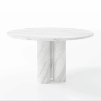 Table à manger en marbre Dream Home, plateau rond, base multicylindrique épaisse, pierre naturelle, mobilier de salle à manger pour la maison