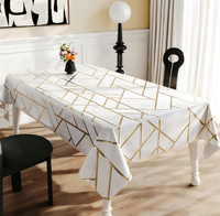 Nappe triangulaire en PVC effet marbre avec feuille d'or, imperméable, anti-taches, lavable, en vinyle, taille personnalisée pour la maison, l'hôtel, la décoration de banquets