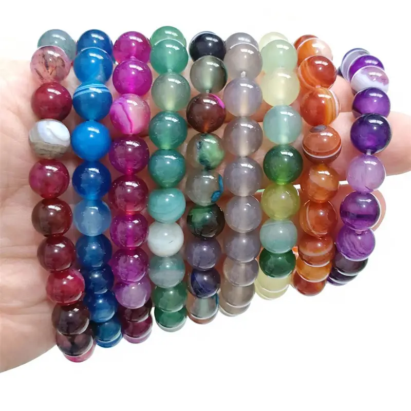 Wholesale Price lucky 8mm Natural healing Gemstone adjustable stretch Stone Healing Crystal Bracelet Crystal Beads Bracelet