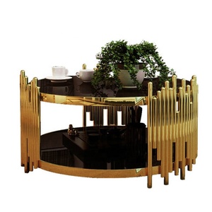 Tavolino <span class=keywords><strong>da</strong></span> <span class=keywords><strong>Salotto</strong></span> Moderno di Lusso <span class=keywords><strong>in</strong></span> <span class=keywords><strong>Vetro</strong></span> <span class=keywords><strong>Temperato</strong></span> con Struttura <span class=keywords><strong>in</strong></span> Acciaio Inox Dorato e Vano Portaoggetti - Product Image 6
