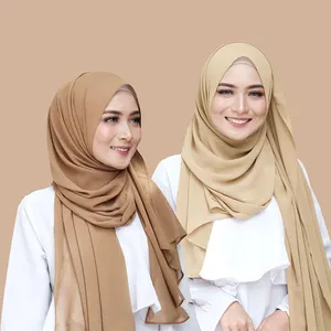 2021 New design plain bubble Chiffon shawl hijab for muslim women Head scarf