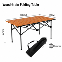 Table de camping pliable réglable en hauteur avec sac de rangement pour pique-nique en plein air, utilisation en stand, en acier au carbone, mobilier d'extérieur