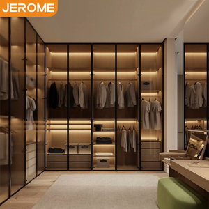 Fabbrica personalizzare il nuovo Design stile italiano guardaroba guardaroba armadio in metallo cornice di vetro porta con cabina armadio - Product Image 1