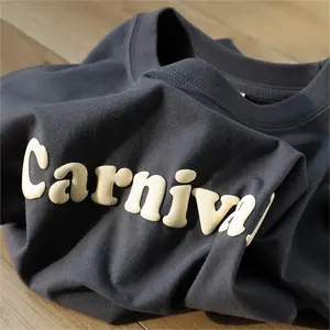 Custom Men's Clothing Heavy Cotton T Shirt high quality Heavyweight Oversized T Shirt Unisex 3D Foam Puff Print Tshirt for Men