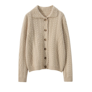 <span class=keywords><strong>Cardigan</strong></span> in Cashmere Mongolo Personalizzato per Donne, Maglieria <span class=keywords><strong>Aran</strong></span> con Collo a Polo, Giacca Morbida, Fornitore Elite di Cashmere - Product Image 6