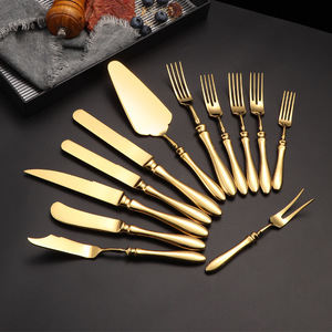 Ensemble de couverts en acier inoxydable 304 avec manche forgé en forme de gourde, couteau, fourchette, cuillère, couteau à steak, fourchette à dessert, cuillère à dessert pour restaurant - Product Image 3