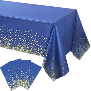 <strong>Plastic</strong> Tablecloths for Rectangle Party <strong>Tables</strong> Disposable with Gold Disc Rectangular <strong>Table</strong> <strong>Cover</strong> - Product Image 1