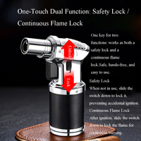 Briquet torche DEBANG puissant pour soudure, cuisine, cigares, barbecue, camping, avec verrouillage de sécurité, flamme réglable, rechargeable au gaz
