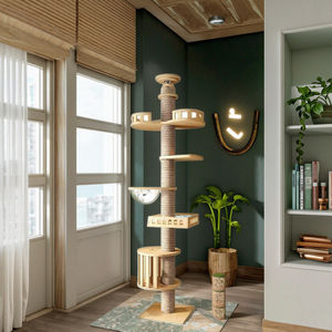 شجرة قطط قطيفة خشبية حديثة من touttian قطة كبيرة مع مساحة كرتونية فعالة عش قطط من السيزال مباشرة من المصنع - Product Image 5