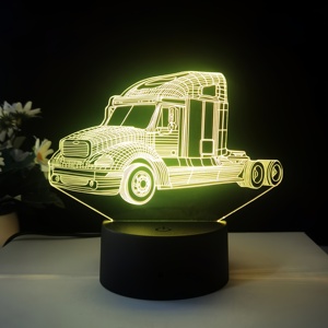 Lámpara de Noche LED 3D con Ilusión Óptica, Camión, USB 5V, Multicolor, Control Táctil, Lámpara de Mesa con Placa Acrílica, Luz Nocturna Decorativa - Product Image 6