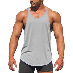 Hot Selling Mens Solid Vest Bodybuilding Halter Shirt Men's Sports Cotton Athletic Fitness Wear Plus Size Gym Tank Tops For Men
