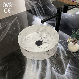 Ovs Bonne Vente Lavabo en Porcelaine Salle de Bain Céramique Au-Dessus du Comptoir Art Lavabo en Marbre Lavabo de Salle de Bain Sans Trou de Robinet - Product Image 3