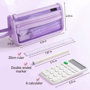 Portable Handheld Mesh Material Pencil Case With Zipper Large Capacity Cosmetic Pen Storage Bag Girls Unisex Perfect <b>Gift</b> - Product Image 4