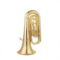Elman B-flat 3-Valve Marching Mellophone dalam Lapisan Emas, Instrumen Pemula untuk Siswa dengan Kotak
