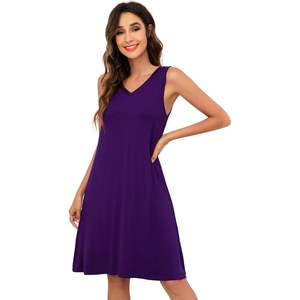 Camisón sin mangas personalizado para mujer, cuello en V, ropa de dormir de viscosa de bambú, talla S-4X - Product Image 3