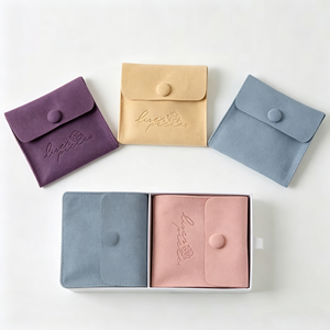 Bolsas de terciopelo cuadradas personalizadas con logo para joyería, venta al por mayor, con botón a presión, diseño en relieve ecológico para acero inoxidable - Product Image 3