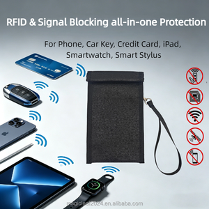 Vente directe d'usine, <span class=keywords><strong>pochette</strong></span> pour smartphone pliable confortable de grande capacité, en matériau PU noir, <span class=keywords><strong>anti</strong></span>-piratage, protection EMF - Product Image 2