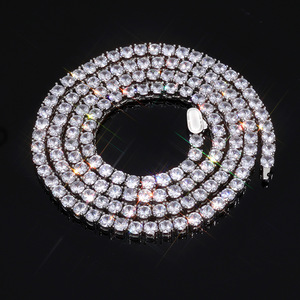 Chaîne à maillons sertis de moissanite VVS1, monture encastrée de précision, certifiée GRA, or 18 carats, argent 925, bijoux géométriques personnalisés sertis de pierres - Product Image 1