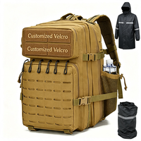 Sac à dos tactique Tan Molle Webbing 45L, multi-poches, Oxford, multifonctionnel, crochet personnalisé, imperméable, OEM/ODM