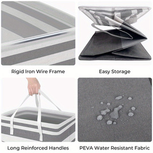Cesti per Bucato Grandi e Impermeabili, Cesti Portabiancheria Autoportanti Pieghevoli con Manici per Lavanderia, <span class=keywords><strong>Bagno</strong></span>, Camera da Letto - Product Image 4