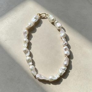 Large 18-25mm Baroque Freshwater Pearl Choker <strong>Necklace</strong> 18K Gold Plated <strong>Toggle</strong> Clasp Irregular Freeform Statement Women Jewelry - Product Image 1