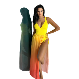 RUIYI Nouveau Maillot de Bain Deux Pièces à Imprimé Dégradé 24 Couleurs avec Robe en Maille pour Vacances, Maillots de Bain Une Pièce - Product Image 1