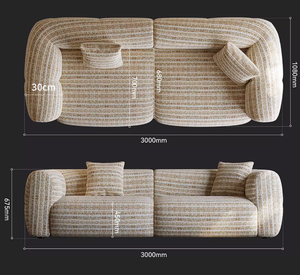 Popolare Divano in Tessuto Morbido Color Crema, Design Moderno di Alta Qualità per Soggiorno, <span class=keywords><strong>3</strong></span> Posti - Product Image 6