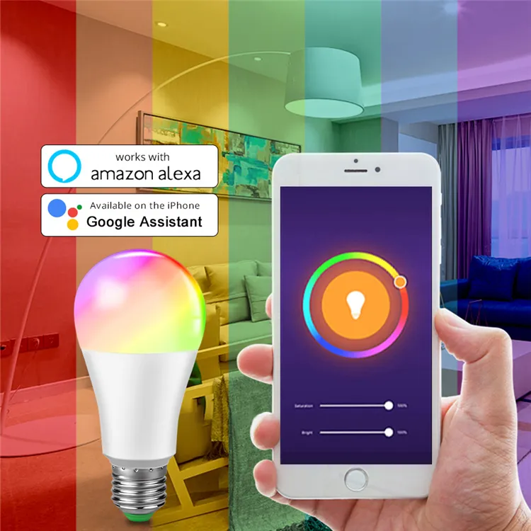 BSCI Factory Tuya Google Home Alexa Voice Control Wifi Bulb Light 7W RGB Lamp 220V Smart Lighting E27 B22 Led Bulb Raw Material