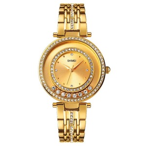 Reloj de Lujo para Mujer en Oro Rosa con Bisel Decorativo de Cristal, Reloj de Acero Inoxidable a Prueba de Agua, Elegante Reloj de Cuarzo Casual para Negocios - Product Image 3