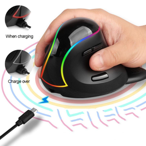 Vertical Ergonomic Optical Mouse Rechargeable RGB Backlit 7 Buttons Right Hand mouse for Desktop Gaming - Product Image 2