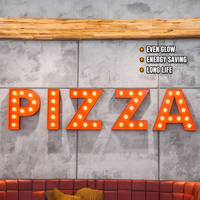 Lettres lumineuses personnalisées rétro à ampoules pour enseigne, lettrage mural intérieur pour pizzeria et restaurant, lettres lumineuses décoratives