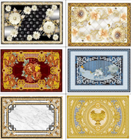 Carrelage de sol en porcelaine 3D glacé, motif fleur dorée, cristal poli, décoratif, pour hall d'entrée