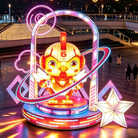 Chinesische Handgefertigte Hahn-Laterne im Sci-Fi-Stil mit LED-Beleuchtung für Einkaufszentren, Partys und Außendekoration