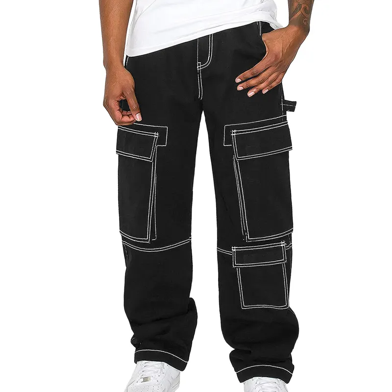 Мужские джинсы-карго с несколькими карманами