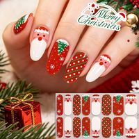 RTS 16 Tips Bandes de vernis à ongles de Noël à haute brillance, motif French Manucure pour Studio de Nail Art